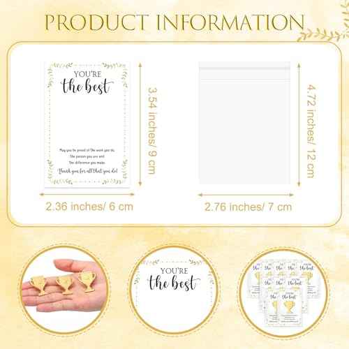 60 Sets Employee Appreciation Gifts Bulk Trophy Pins with Thank You Cards Organza Bags Inspirational Appreciation Recognition Gift for Team Staff Volunteer Student Teacher Nurse (Star)