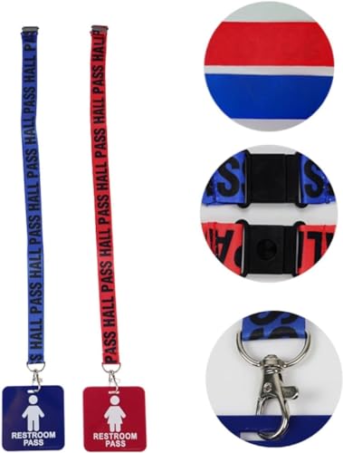 12 Pack School Bathroom Pass Lanyards for Boys & Girls Classroom Use