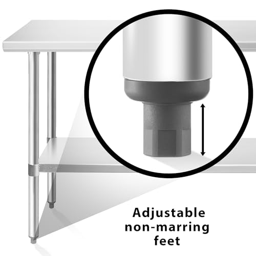 KUTLER Stainless Steel Table 24 x 60 Inches, NSF Heavy Duty Commercial Kitchen Prep and Work Table with Undershelf for Restaurant, Hotel, Home