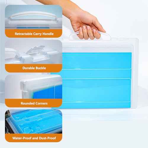 8 Packs Paper Storage Boxes, Plastic Multi-Purpose Thick Scrapbook Storage Box for Office,Craft or Art Supplies, 8.5 x 11 Plastic Portable Project Case for US letter Size and A4 paper
