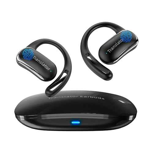 Translation Earbuds Real-Time for iPhone & Andorid AI Headphones Language Translation 144-Language Real-Time Two-Way OWS Translator Earbuds for Travel Business Study (AF56 Black Online)
