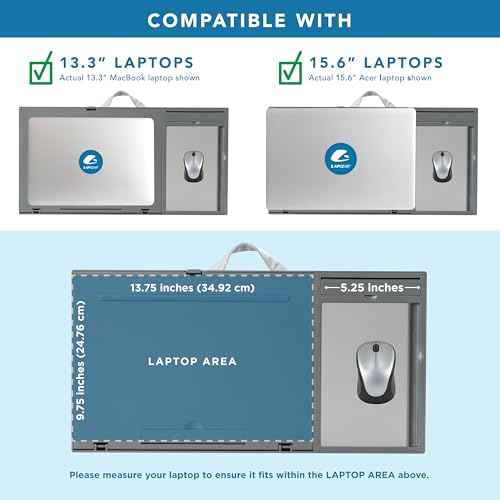 LAPGEAR Ergo Pro Lap Desk with 20 Adjustable Angles, Mouse Pad, and Phone Holder - Gray - Fits up to 15.6 Inch Laptops and Most Tablets - Style No. 49405