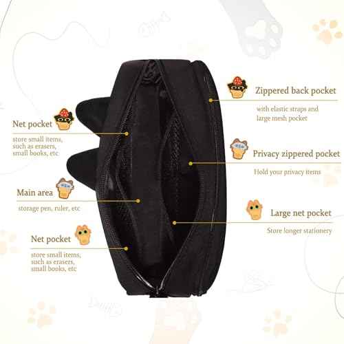 Hongdian Large Capacity Pencil Case, 3D Cat Pen Bags Pencil Pouch Organizer for Office College School