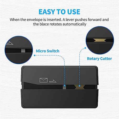 Battery Operated Electric Letter Opener - Letter Openers Envelope Slitter, Envelope Opener, Mail Opener, Universal Envelope Efficient Letter Opener Tool for Office, Home (Black)