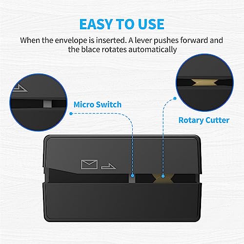 SYLCXX Black Battery Operated Electric Letter Opener - Envelope Slitter & Mail Cutter