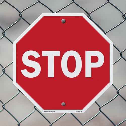 Stop (2 Pack) 18 inch X 18 inch Octagon Plastic Sign Weather Resistant, UV Protected for Workplace, Private Property, and Construction Site, Made in the USA