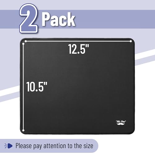 Black 12.5x10.5 inch Mouse Pad, 2 Pack for Wireless Mice, Gaming & Office