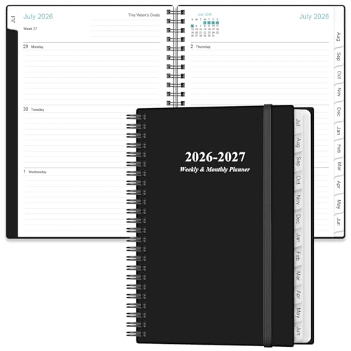 Heveboik Black A5 Weekly & Monthly Planner 2026-2027 July - June Spiral Bound
