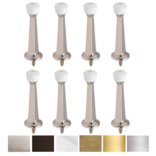 Litepak Satin Nickel 3" Heavy Duty Door Stopper Pack of 8 with Screws - Baseboard Mounted