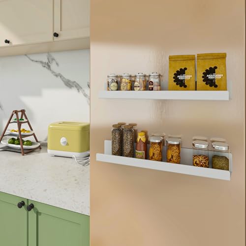 Opps Magnetic Book Shelf for Whiteboard: Acrylic Book Display Shelf with Strong Adsorption Capacity, 2 Pack Magnetic Book Holder for Refrigerator Classroom Office Teacher Kids (White)