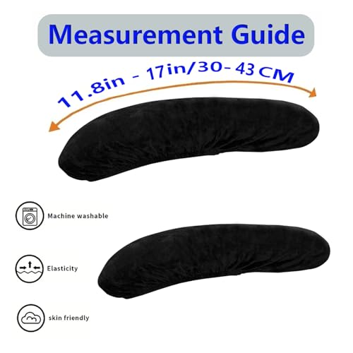 BAIDATONG Office Chair Arm Covers – Velvet Stretchable 2pc Armrest Protectors, Black