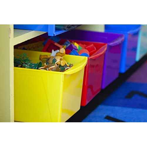 Storex Extra-Large Book Bin, Interlocking Plastic Organizer for Home, Office and Classroom, Purple, 6-Pack (71136U06C)