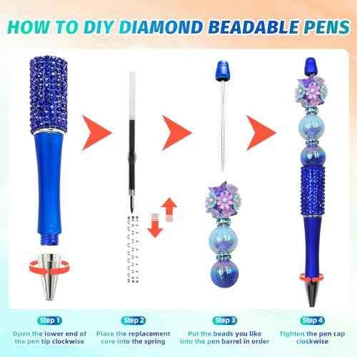 75 Pcs DIY Diamond Beadable Pen Kit - 25 Plastic Rhinestone Beaded Pens Bulk with Refills & Bags - Fancy Cute Glitter Pens for Crafting, Students & Teachers ? School Supplies, Office Item