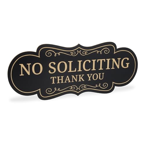 ExcelMark Premium No Soliciting Sign for House - Small Black/Gold - Made in USA