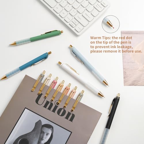 Linbsunne Gold 12 Pack Ballpoint Pens with Soft Grip 1mm Refillable Office Pen