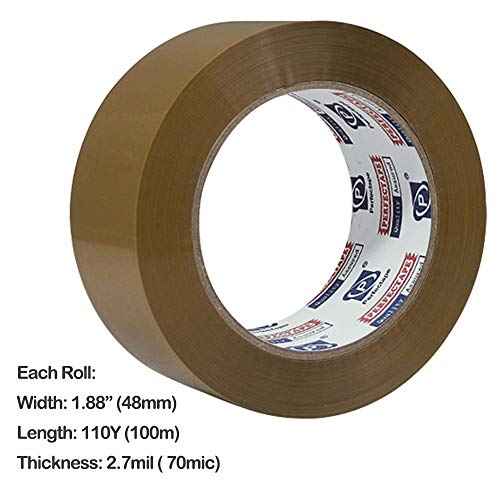 PERFECTAPE Heavy Duty Brown Packing Tape 12 Rolls, Total 1200M, 2.7 mil, 1.88 inch x 100 Meters, Ultra Strong, Refill for Packaging and Shipping