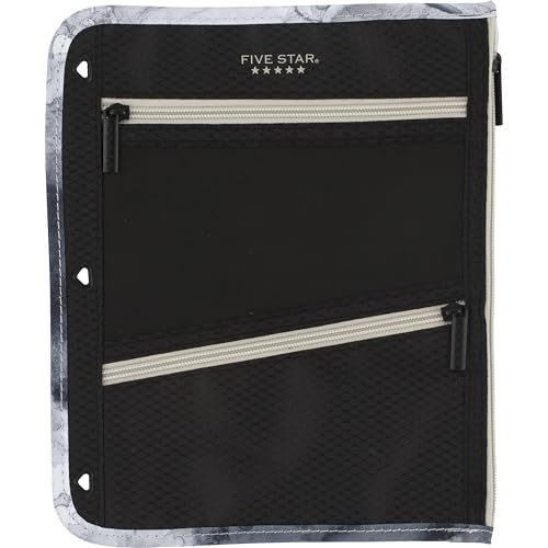 Five Star Black/Grey 11x9 Inch Zipper Pencil Pouch for Binders & Storage