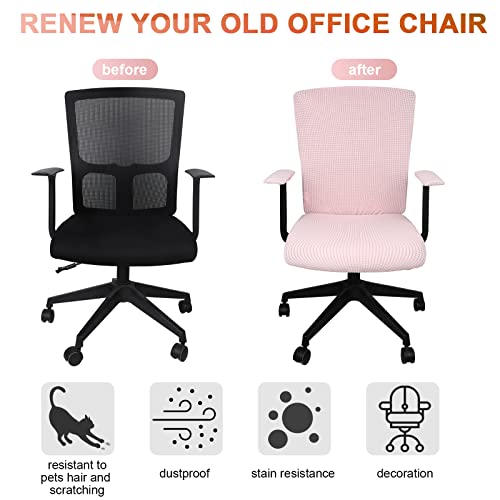 XL Pale Pink Stretch Office Chair Cover Set with Armrest Pads - 4 Pieces