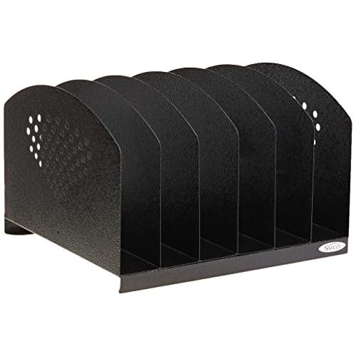 Safco 3155BL Steel Desk Organizer Rack with 6 Vertical Sections, Black