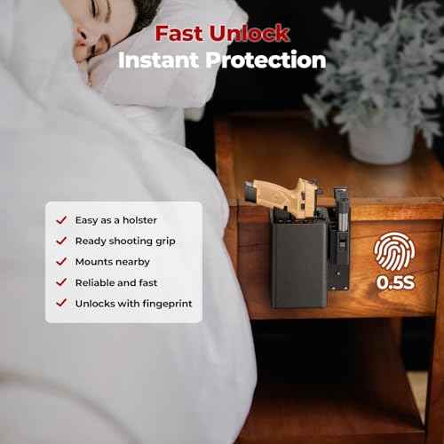 ONNAIS Biometric Pistol Gun Safe ? Car and Bedside gun Safe for handgun with Fingerprint Trigger Lock for Quick Access, Fast Entry for Vehicle Console or Any Mountable Spot, Gifts for Men