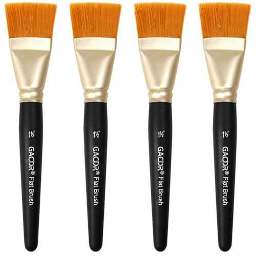 1 1/2 inch Flat Paint Brushes for Acrylic Painting,4 Pieces 38mm Large Craft Basecoating PaintBrushes with Wooden Handle for Acrylic, Oil, Body, Facial mask Brushes