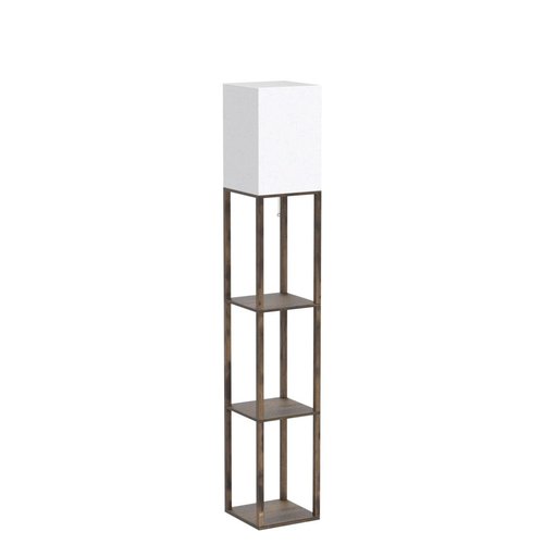 Dott Arts Floor Lamp with Shelves, 3 Color Temperature LED Bulb, Wood Texture, Storage, Brown