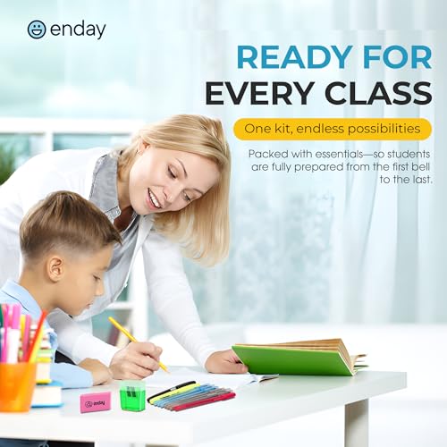 Enday 6th-8th Grade School Supplies Kit - 55 Piece Back to School Set for Kids