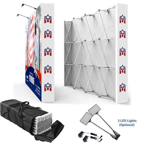 Fabric Pop Up Display Stand Custom Exhibit Booth Trade Show Backdrop Display Banner Collapsible Pop-Up Backdrop with Stand 10x7.5 FT