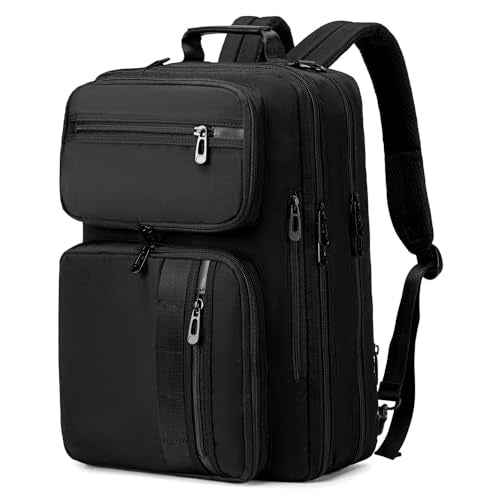 3 in 1 Laptop Bag for Men 17.3 Inch Laptop Backpack Computer Bag for Business/Work/Travel Convertible Backpack Messenger Shoulder Bag for Men Women Black