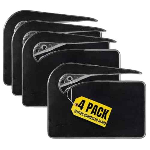 1InTheOffice Letter Opener, Envelope Opener Slitter Concealed Blade, Black 4 Pack