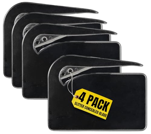 1InTheOffice Black Envelope Letter Opener - Pack of 4, Stainless Steel Blade