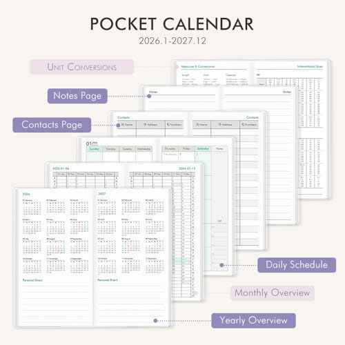 Pocket Calendar 2026-2027 for Purse,Small Pocket Planner 2026-2027 for Purse 3.5¡¿6.5In,24 Month Organizer from Jan 2026- December 2027 Mini Planner with Pvc Cover for Organizing & Planning