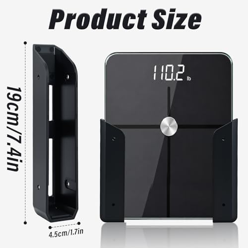 LIUXINYJEE Black Bathroom Wall Scale Holder – Wall Mount Scale Organizer with Adhesive & Screws