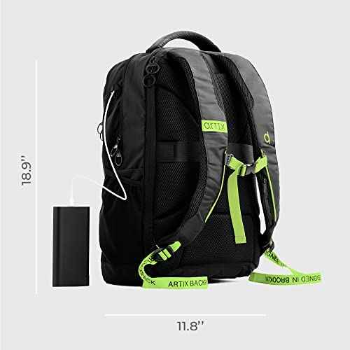 ARTIX¢ç Waterproof Laptop Backpack for Men & Women | Large 17.3-inch Travel Backpack | Stylish & Durable Computer Bag for Business, Office & Work | Versatile Rucksack for Adults (Black/Green)