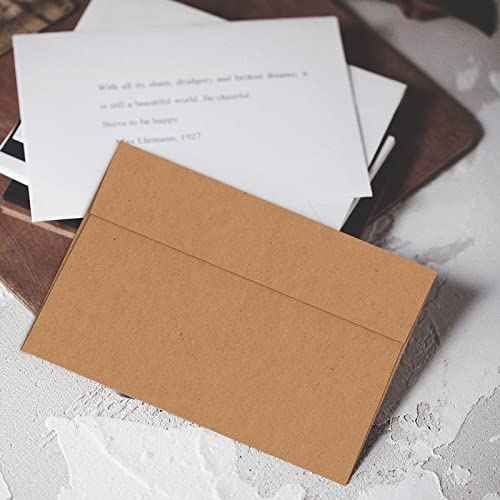 A7 Brown Kraft Envelopes Self Seal 100 Pack 120 GSM£¬Goefun Printable 5x7 Envelopes for Invitation, Mailing, Weddings, Business, Birthday, Photos, Documents and DIY Cards