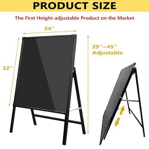Montex LED Message Board 32" x 24" Self-Standing LED Signs, Menu Board with Adjustable Height, Aluminum Frame, for Stores, Bars, Restaurants, Plug in or Compatible with Power Bank