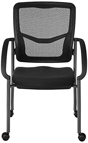 Office Star ProGrid Deluxe Visitor's Chair with Breathable Back, Padded Seat & Casters