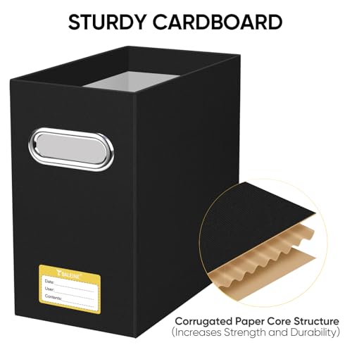 BALEINE 2-Pack Slim Cardboard File Organizer Box with Handles - Black