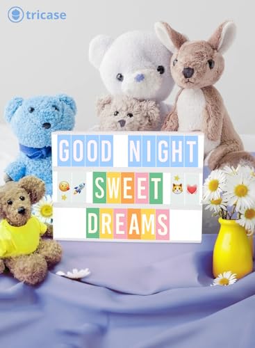 Blue Cinema Light Box with 312 Letters Emojis & Markers - LED Sign for Home & Girls' Bedroom Decor | Tricase