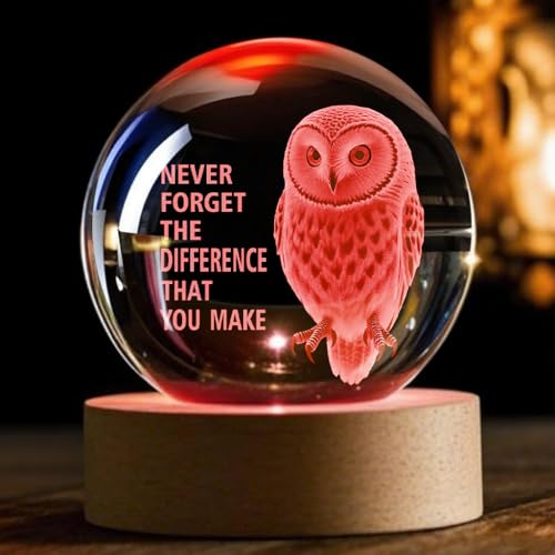 YouerCrystal Owl Gift with Inspirational Quote – 3D Engraved Night Light for Women Men, Thank You Gift