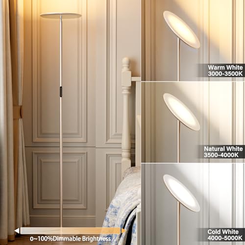 LED Floor Lamp with Remote, 36W/3000-5000K,Touch Control, Fully Dimmable, Adjustable Brightness, 69 in, Sand Golden