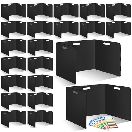 22Pcs Desk Dividers for Students Plastic Waterproof Privacy Folders Shields Test Dividers (22pcs Black)