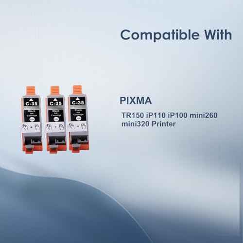 PGI-35 Black Ink Cartridge Replacement for Canon PGI35 35 Ink Work with Canon Pixma iP110 iP100 TR150 Printers (3 Black)