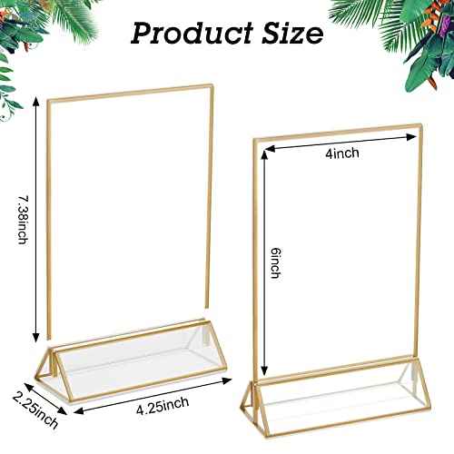 Maitys 26 Pieces 4x6 Gold Picture Frame Clear Acrylic Sign Holder with Gold Borders and Vertical Stand Double Sided Wedding Table Number for Wedding, Menu Holder, Photos Display