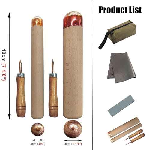 Obsidian Crafting Flint Knapping Tools,Dragon Crystal Stone Age Tool,Crafting Obsidian Stone Crystal,2 Small Pressure Flaker,2 Copper Boppers,1 Tool Bag,Leather Pad Tools(Small four piece kit)