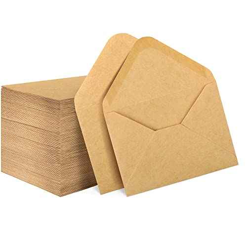 150 Pack Gift Card Envelopes, 4" x 2.75" Mini Envelopes, Brown Kraft Business Card Envelopes, Small Envelopes for Holidays, Weddings, Baby Showers, Birthdays Banquets