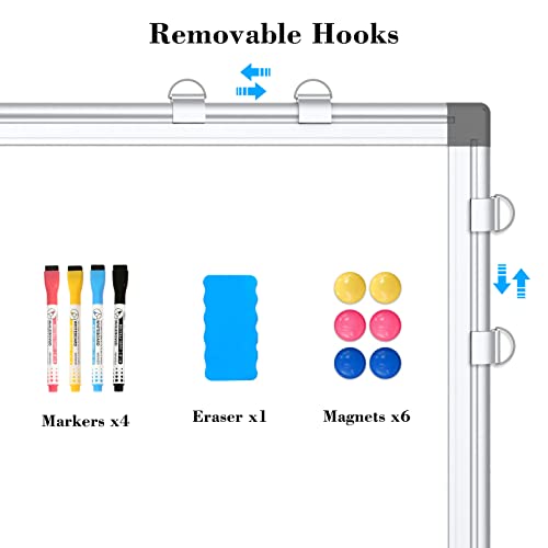 WALGLASS Combination Magnetic Whiteboard & Corkboard, 24"x18" Combo for School, Office & Home, Dry Erase Board with Removable Tray, Pins, Eraser, Markers & Magnets