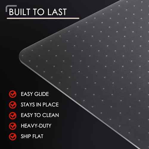 Kuyal Office Chair Mat for Carpet, 32x48 Clear Heavy Duty Computer Chair Mat, Under Desk Protector Carpeted Floors Mat, Easy Chair Movement,Ship Flat