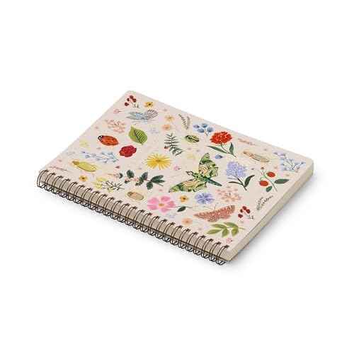 RIFLE PAPER CO. Spiral Notebook | 150 Ruled Pages, Inner Storage Pocket Folders, Double-Spiral Binding, Metallic Gold Foil Accents (8.25" L x 6.25" W), Curio