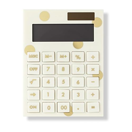 Kate Spade New York Standard Function Desktop Calculator, Acrylic Solar Powered Calculator, Gold Dot
